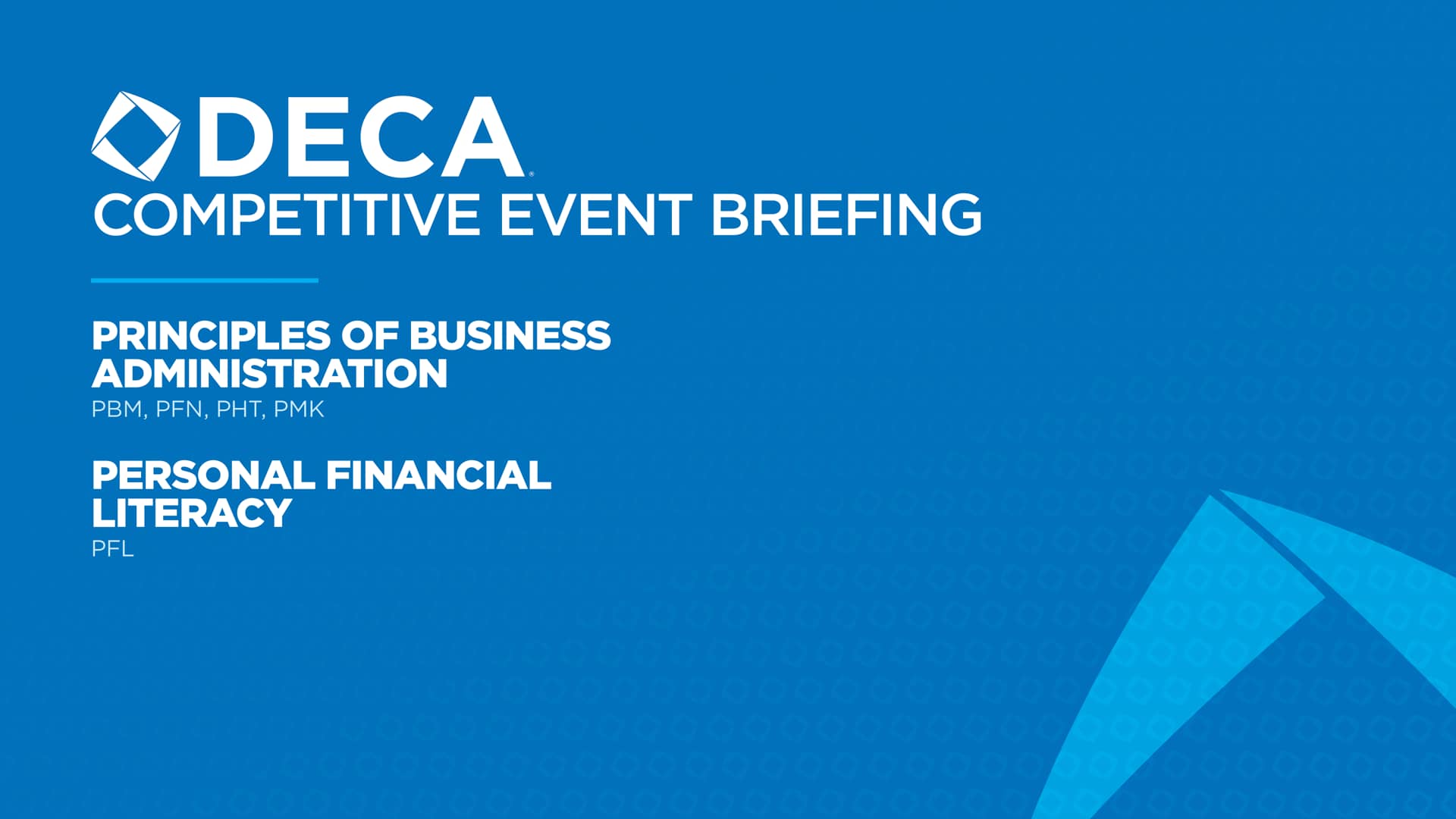 ICDC 2024 Briefing Principles of Business Administration Events