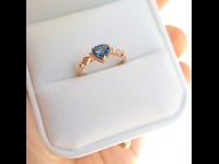 Natural unheated Teal Sapphire Ring Teal Sapphire and Diamond Rose Gold Ring