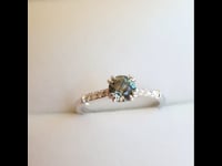 Round Teal Sapphire and Diamonds Ring Natural Teal Sapphire and Diamond Ring 1982523