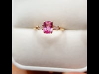 Natural Padparadscha Sapphire and Diamonds Ring in 14K Gold 1982513