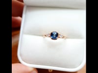 Unheated Teal Sapphire and Diamond Ring in Rose Gold 1982460