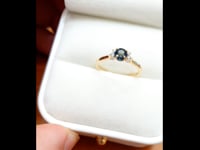 Natural Teal Sapphire and Diamonds Ring in 14K Gold 1982507