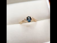 Unheated Teal Sapphire and Diamond Ring in Yellow Gold 1982527