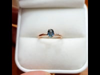 Natural Teal Sapphire Solitaire Ring in 14K Gold 1982506