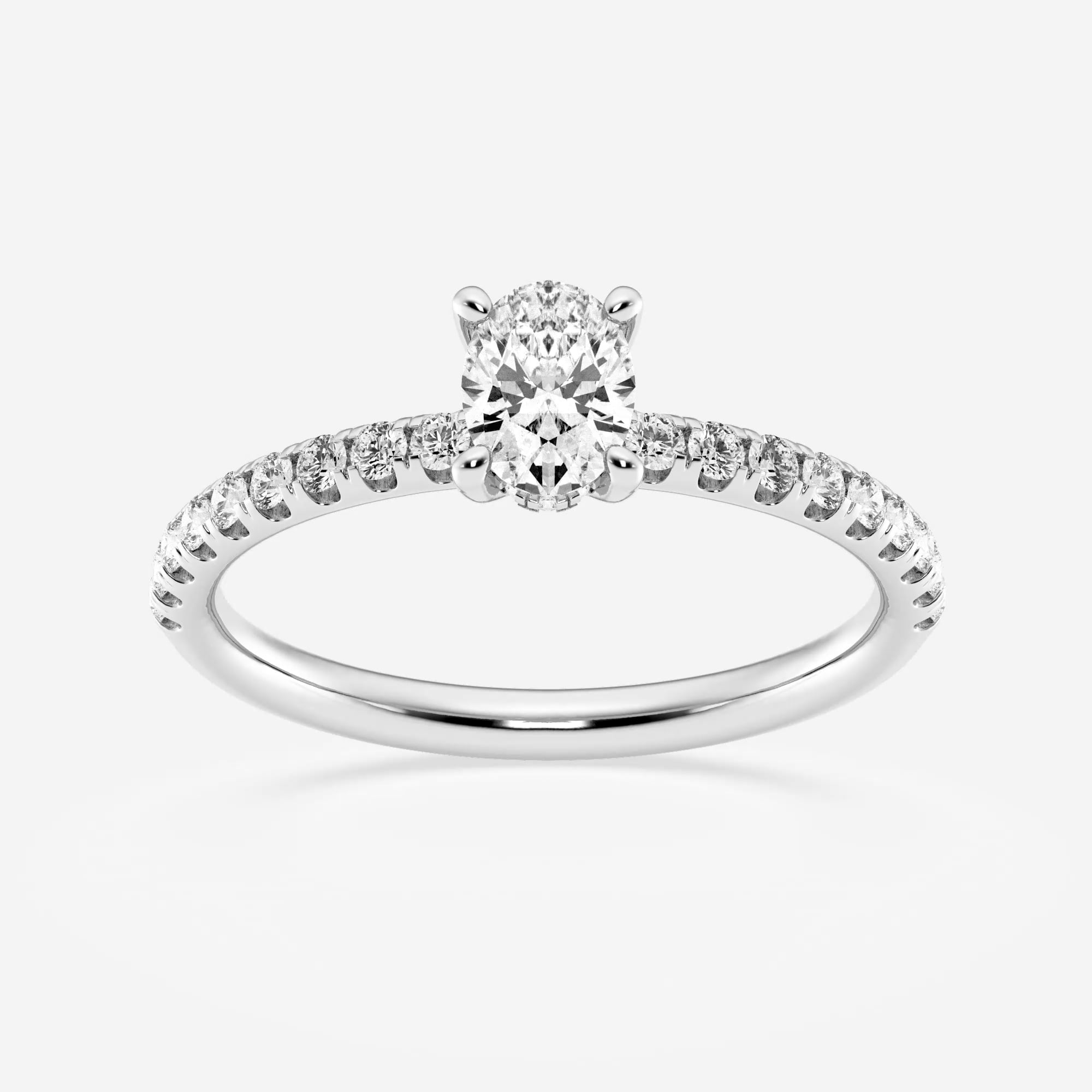 4 5/8 ctw Oval Lab Grown Diamond Hidden Halo Engagement Ring Platinum, FG,  VS2+