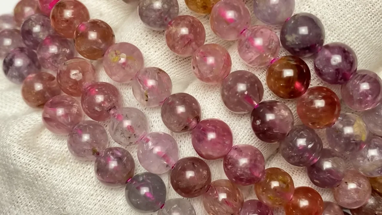 動画】マルチカラースピネルAA++ ラウンド6mm 1連(ブレス