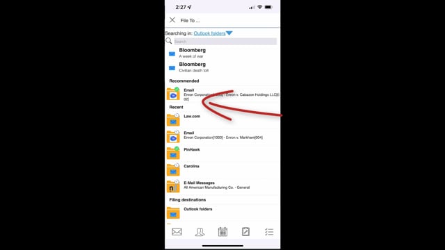 LINK App: Predictive & Multiple Email Filing - Outlook & DMS Folders on Phone 3:46