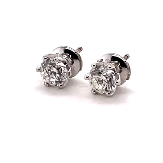 boucles d’oreilles solitaires en or blanc avec diamants ronds de 0.50 Ct chacun