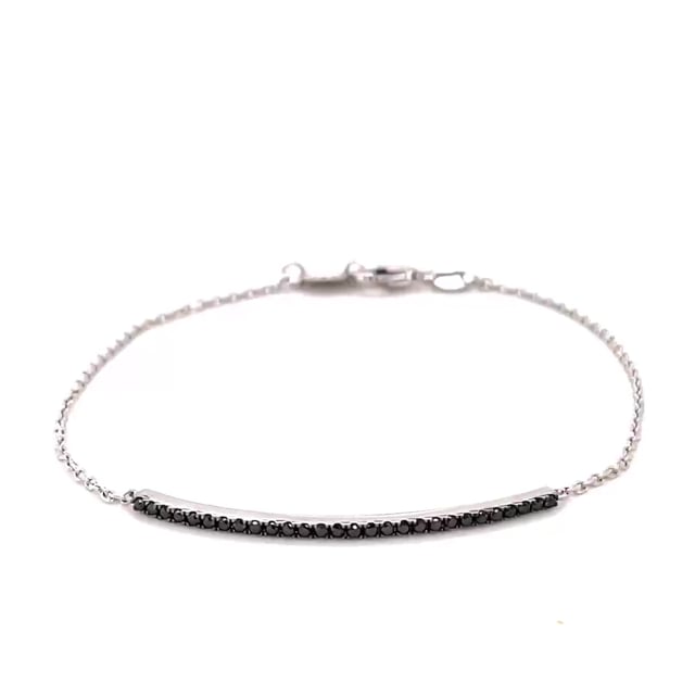 0.25 carat bracelet fin en or blanc avec diamants noirs