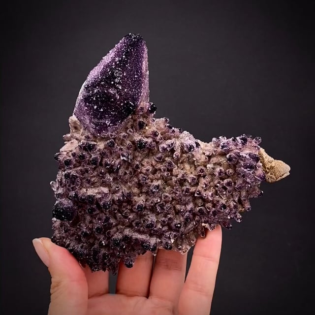 Yttrofluorite (2 generations) on Calcite - CH22-17 - Qinglong Mine