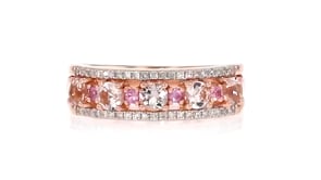 45 ct. t.w. Morganite Ring with Diamonds and Pink Sapphires in 18kt Rose Gold Over Sterling