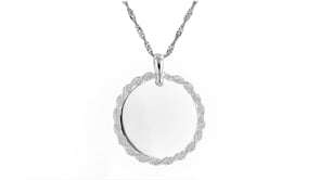 Italian Sterling Silver Personalized Roped Disc Pendant Necklace