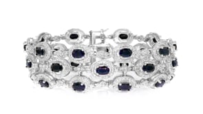 16.00 ct. t.w. Sapphire Bracelet with Diamond Accent in Sterling Silver