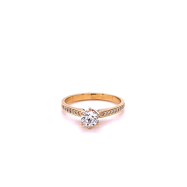 0.50 karaat diamanten solitaire ring in geel goud met zijdiamanten