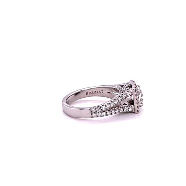 1.00 carats bague diamant solitaire en platine avec diamants sur les côtés