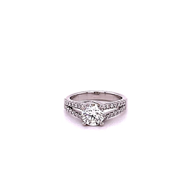 1.00 carat solitaire ring in white gold with side diamonds