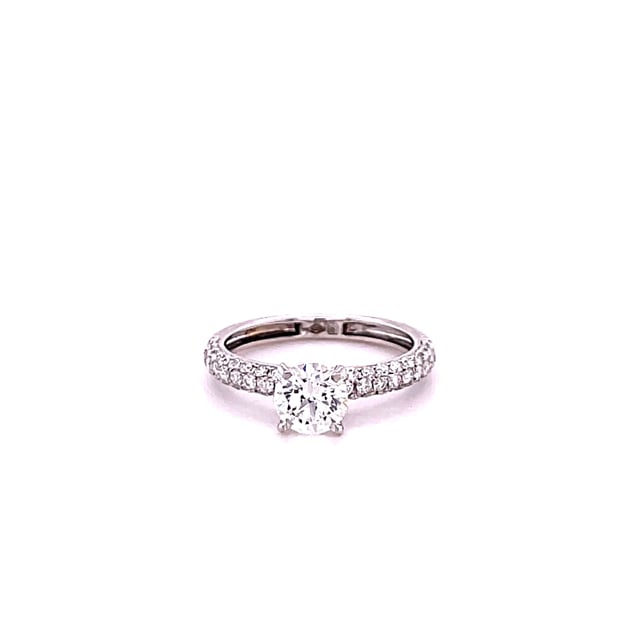 1.00 carat solitaire ring (half set) in white gold with side diamonds