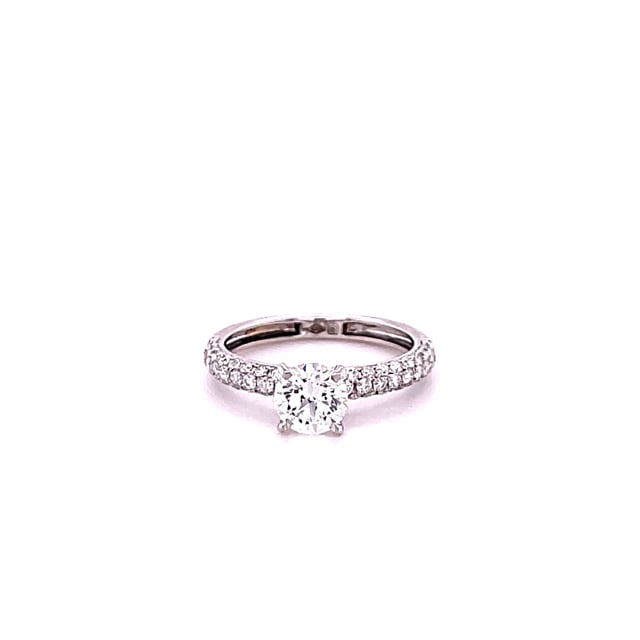 1.00 quilates anillo solitario (media banda) en oro blanco con diamantes en los lados