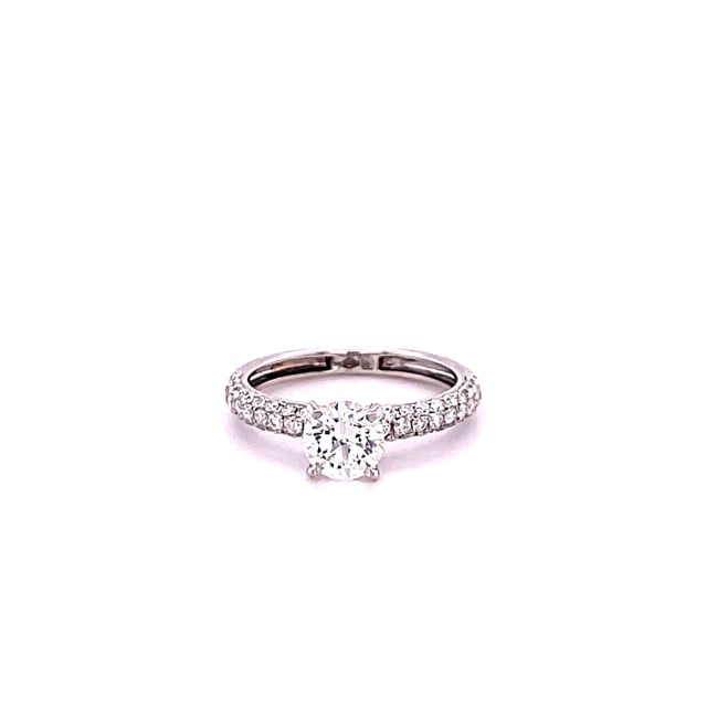 1.00 karaat solitaire ring (half gezet) in wit goud met zijdiamanten