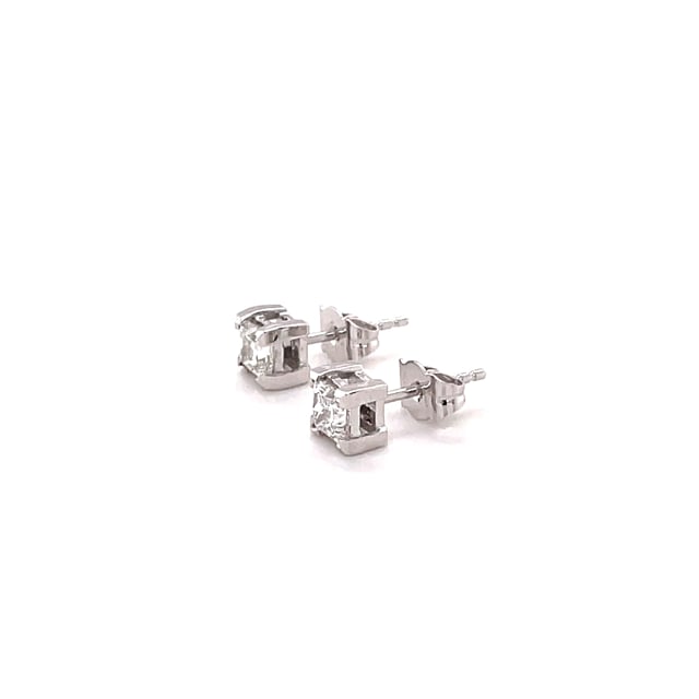 1.00 quilates pendientes diamantes talla princesa en platino