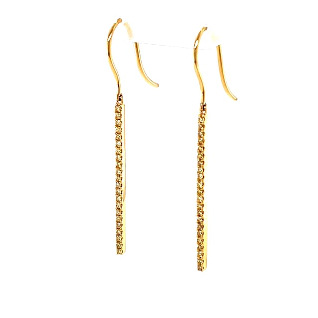 0.35 carat rod earrings in yellow gold with yellow diamonds