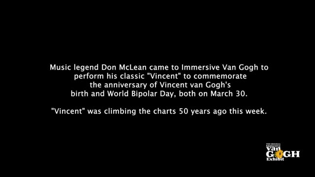 DON McLEAN RELEASES NEW MUSIC VIDEO OF HIS CLASSIC SONG "VINCENT (STARRY, STARRY NIGHT)" 