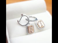 Morganite and Diamonds Dangle Earrings in 18K White Gold 1982381