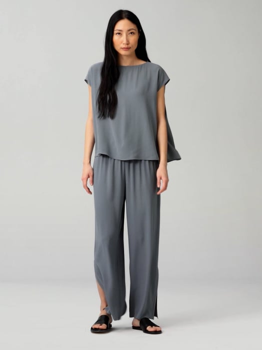 Silk Georgette Crepe Shirred-Back Top | EILEEN FISHER Silk Georgette Crepe Shirred-Back Top | EILEEN FISHER