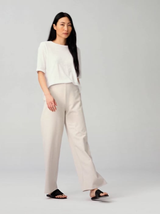 White High Waisted Wide Leg Button Front Trousers - Gidget