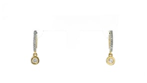 25 ct. t.w. Bezel-Set Diamond Hoop Drop Earrings in 14kt Yellow Gold