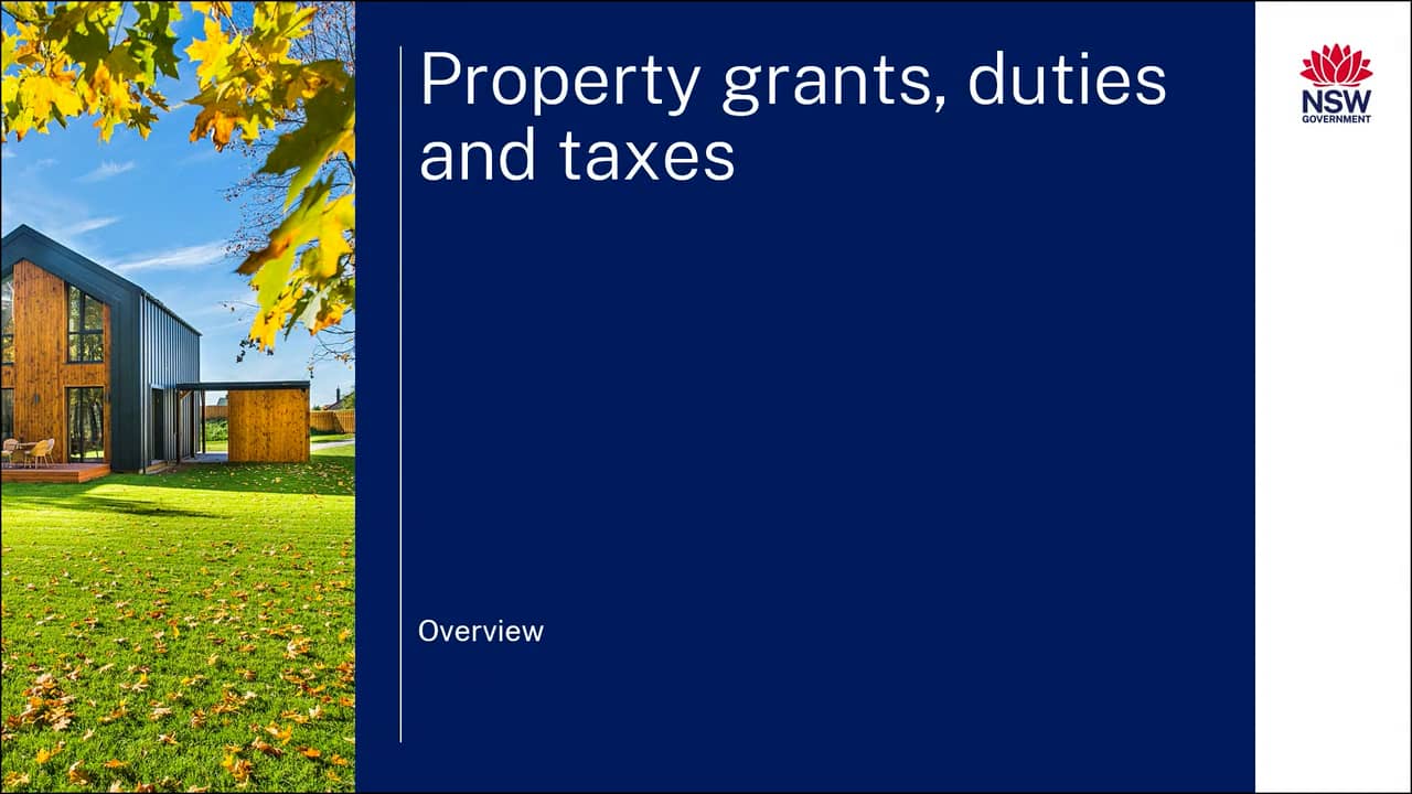 Revenue NSW  An overview of state property grants,taxes and duties. on