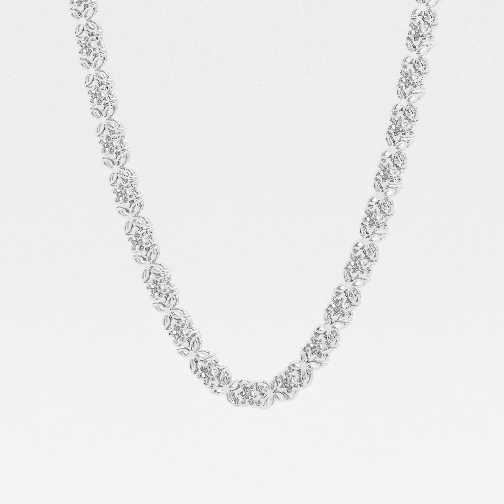 product video for 20 ctw Marquise Lab Grown Diamond Floral Tennis Necklace
