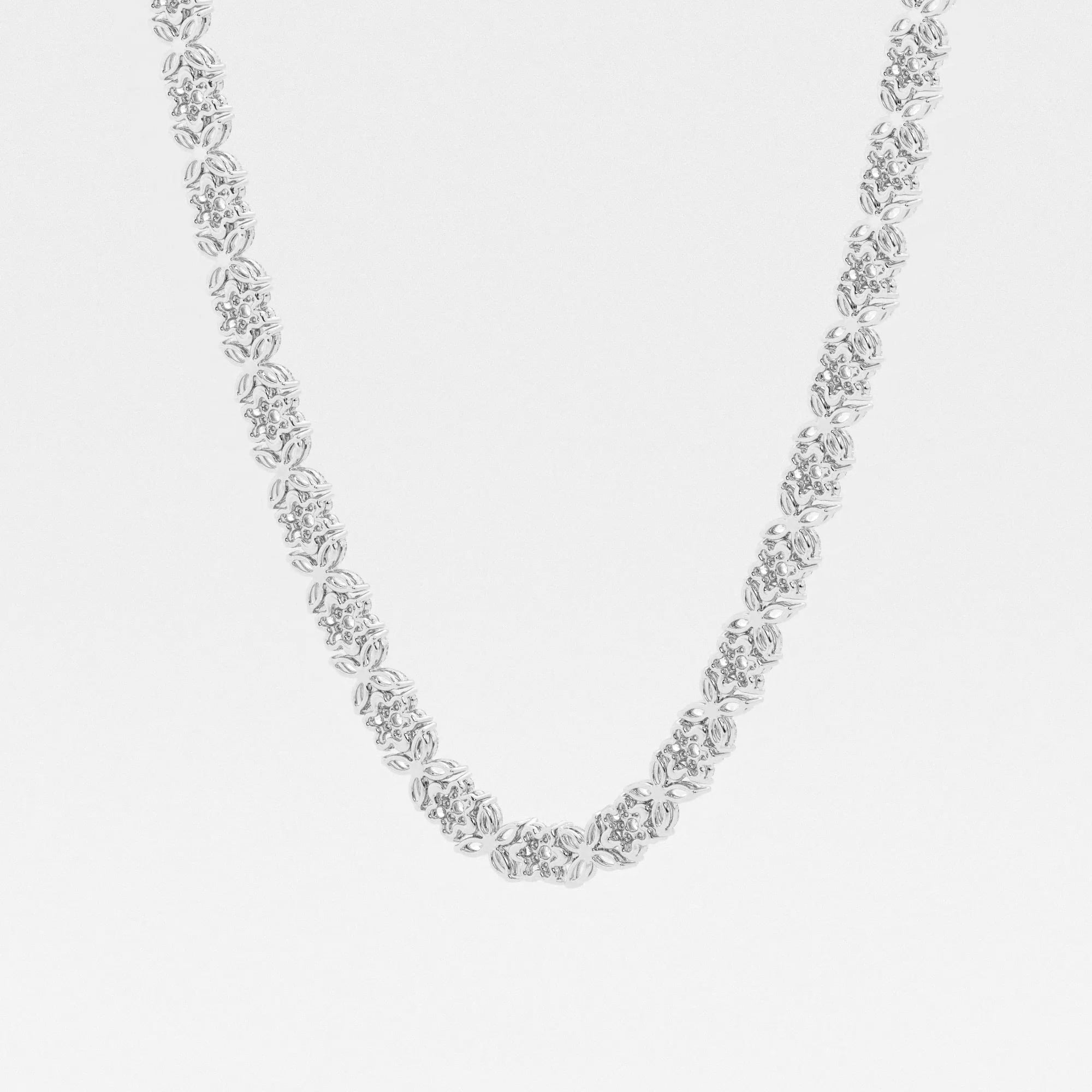 20 ctw Marquise Lab Grown Diamond Floral Tennis Necklace
