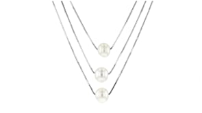 9-9.5mm Cultured Pearl Three-Strand Layered Necklace in Sterling Silver