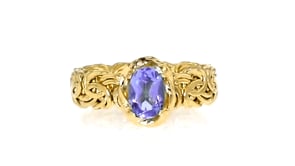 60 Carat Tanzanite Byzantine Ring in 14kt Yellow Gold