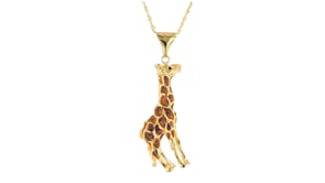Italian 18kt Gold Over Sterling Giraffe Pendant Necklace with Black and Caramel Enamel