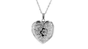 Sterling Silver Personalized Floral Heart Locket Necklace