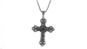 Sterling Silver Bali-Style Cross Pendant Necklace
