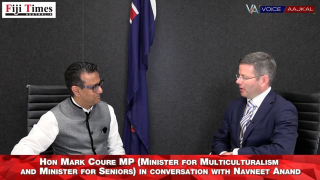 Hon Mark Coure MP (Minister for Multiculturalism and Minister for Seniors) in conversation with Navneet Anand