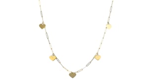 Italian 14kt Yellow Gold Heart Charm Paper Clip Link Necklace