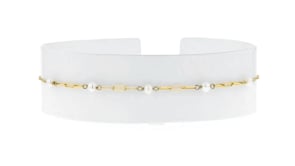 3-3.5mm Cultured Pearl and 14kt Yellow Gold Paper Clip Link Bolo Bracelet