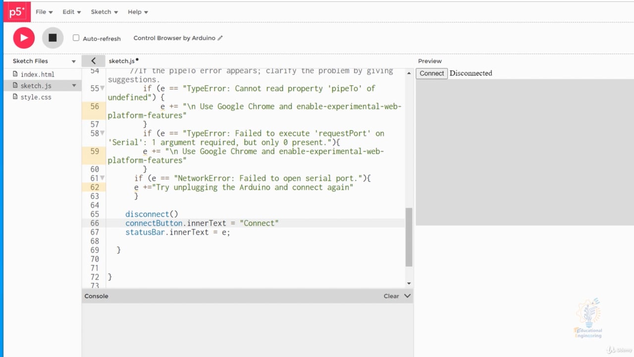 12 Coding JavaScript and Testing Arduino Connection on Vimeo