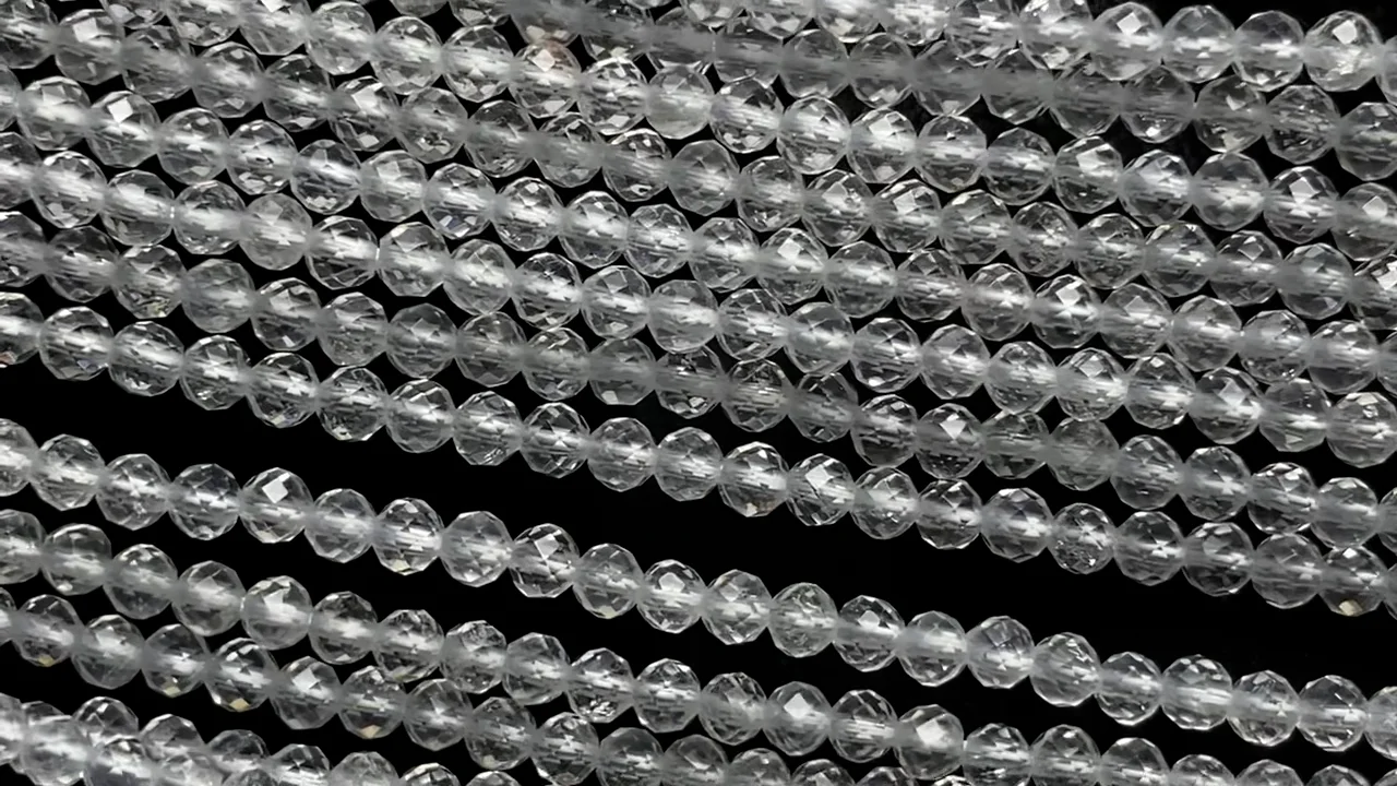 クリスタル ラウンドカット3mm 1連｜天然石ビーズの卸問屋・通販