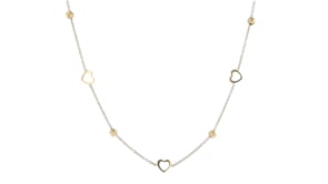 Italian 14kt Yellow Gold Bead and Heart Station Necklace