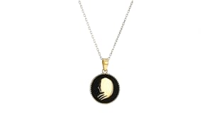 Black Onyx Zodiac Necklace in 14kt Yellow Gold