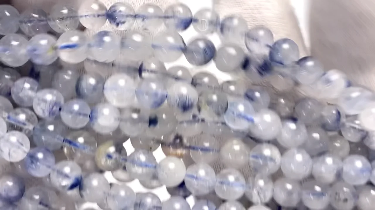 デュモルチェライトインクォーツ ラウンド6mm 1連｜天然石ビーズ