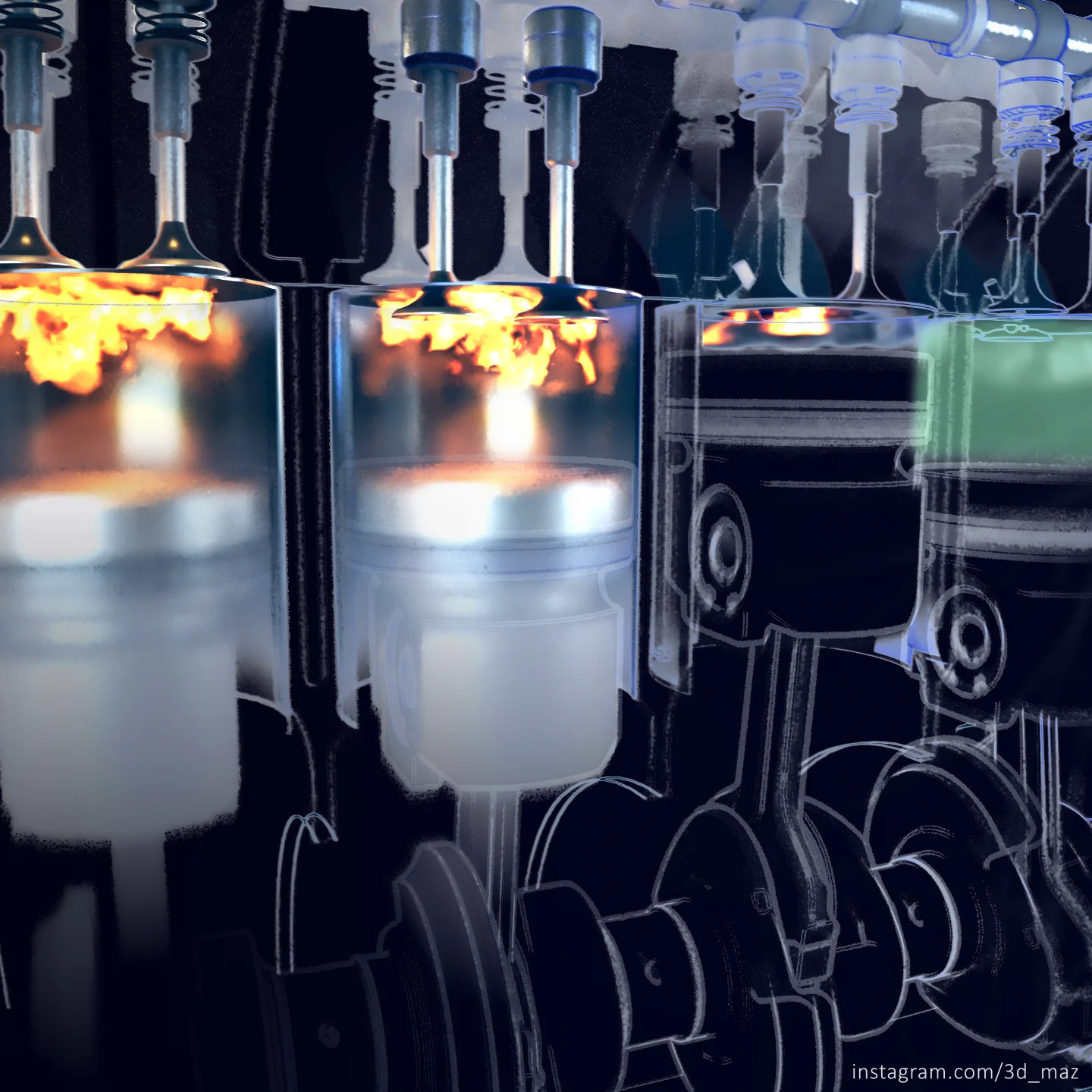 How engine, creates traction - 3D animation