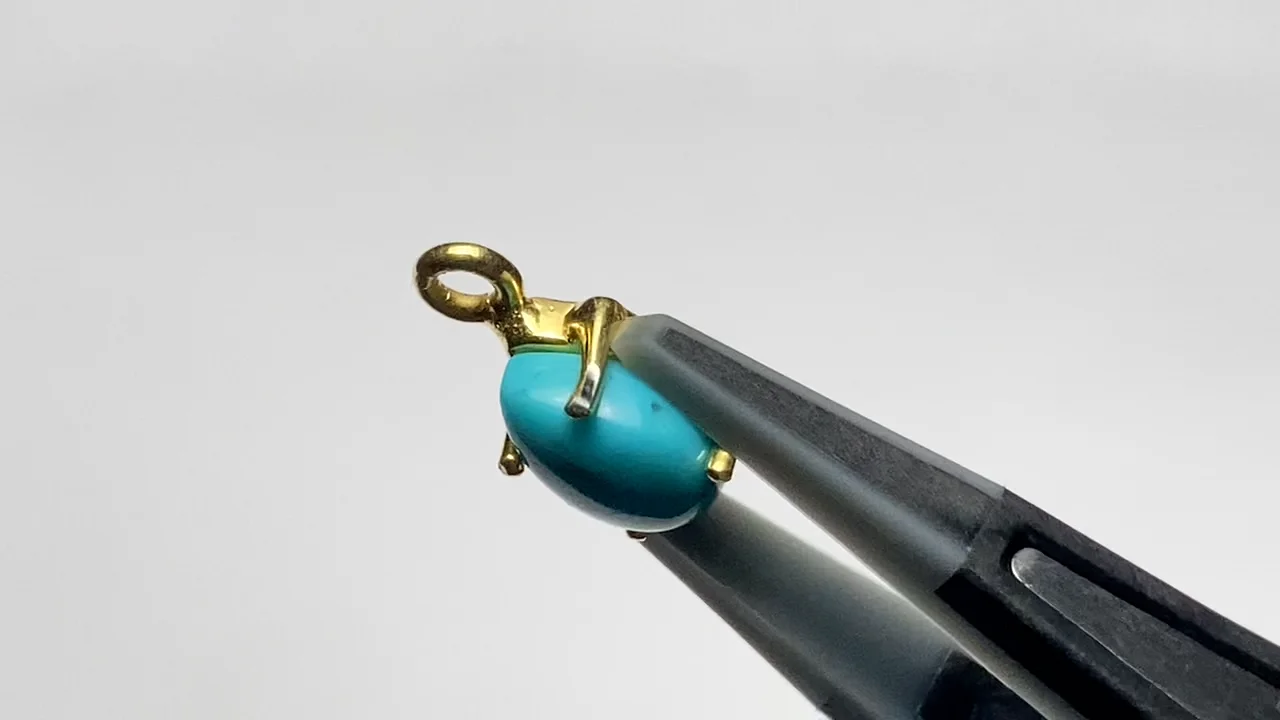 キングマンターコイズAAA 枠留めペアシェイプ8×6mm 18KGP 2個