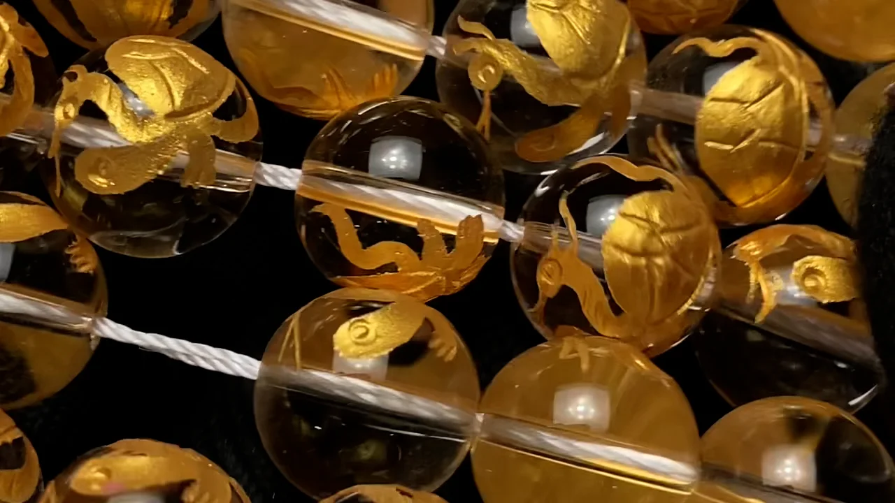 金色！玄武（四神獣）の彫刻入り！クリスタル ラウンド10・12・14