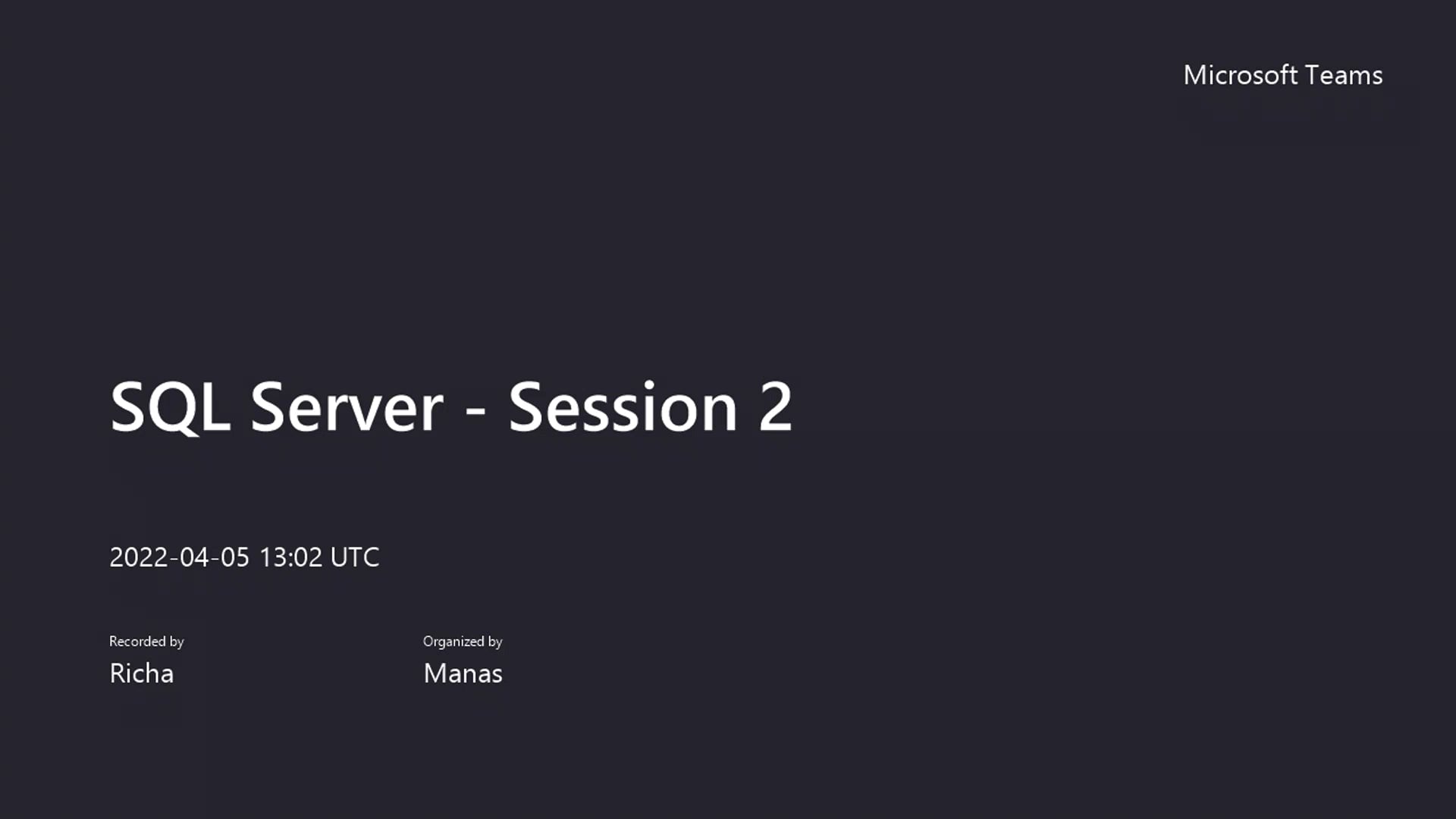 SQL Server - Session 2-20220405-Recording on Vimeo